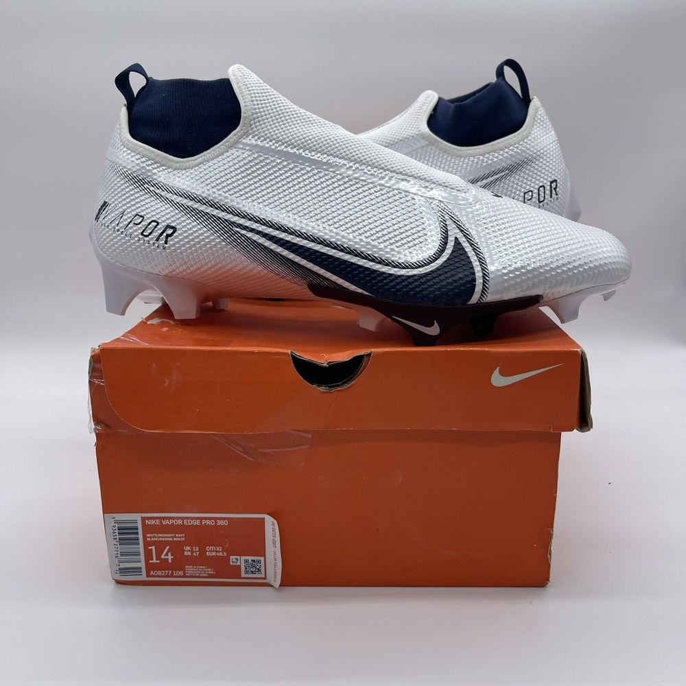 Nike Vapor Edge Pro 360 Mens Size 14 Football Cleats AO8277-106 White/Navy Shoes